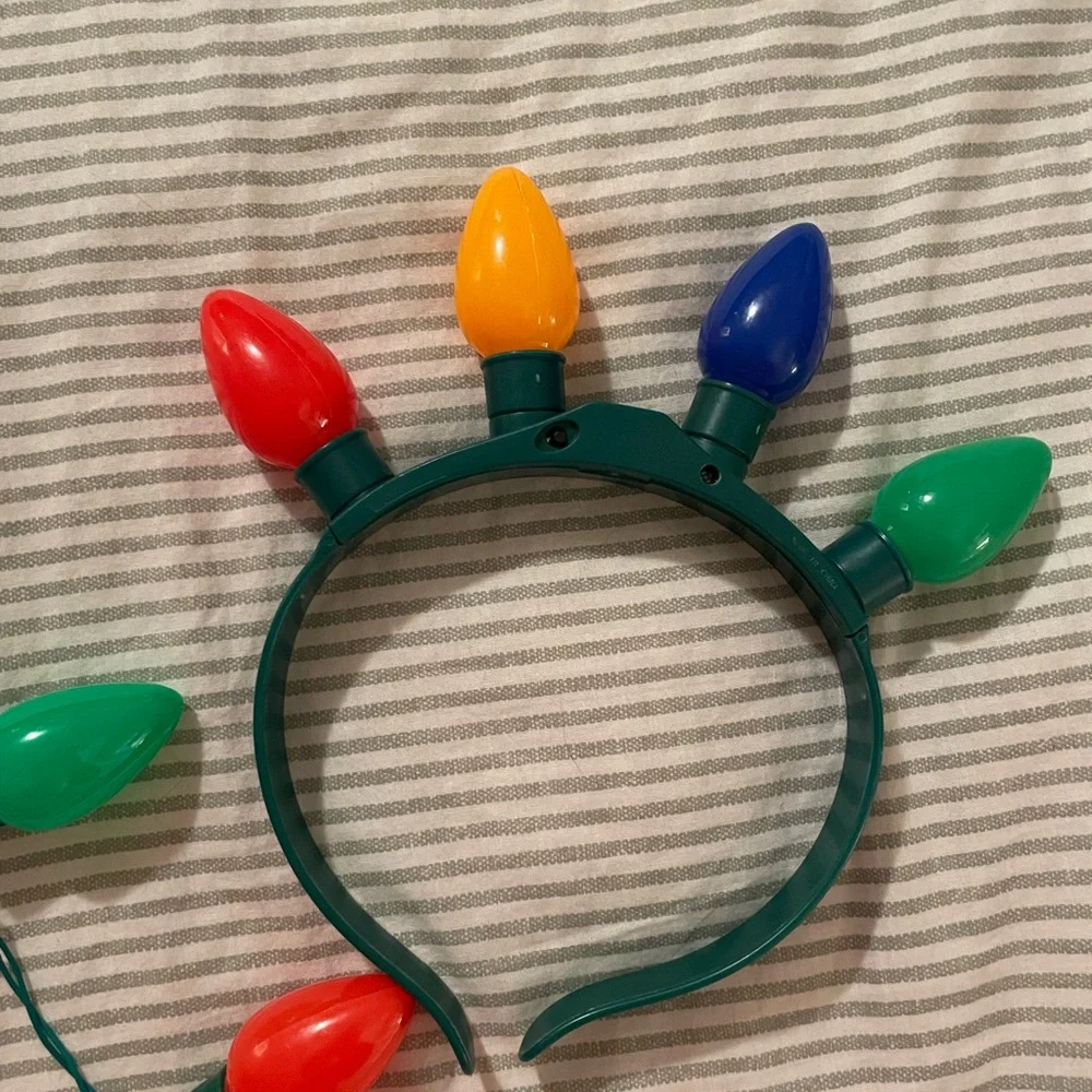 Multicolor Holiday Light Headband and String Lights Set